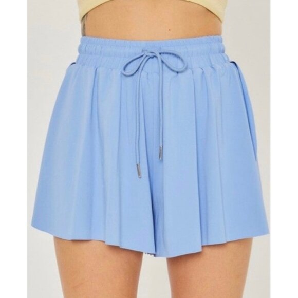 LOVE TREE Baby Blue Lightweight Butterfly Pull-On Women's Athleisure Skort Small - Picture 1 of 10